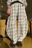 Agnes Plaid Brushed Cotton Barrel Pant Blue